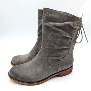 Sofft Sharnell Low Waterproof Suede Lace-Up Back Zip Boots Taupe Size US9M EU40